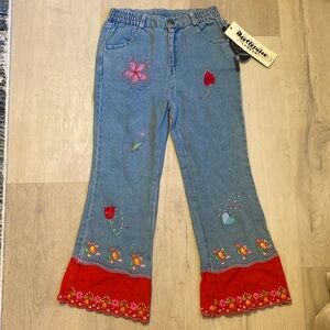 NWT! Beetlejuice London Soft Light Denim Embellished Flare Jeans - Size 6X